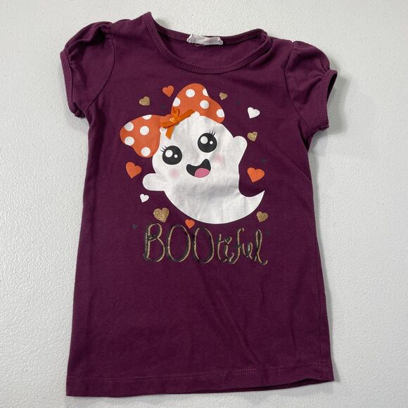 Lot of 2 Girl Size 4/5 Halloween Ghost Tee & Holiday Christmas Top T Shirt - Picture 2 of 7